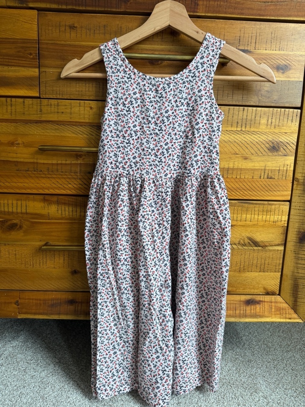 Tucker + Tate Girls' Floral Jumpsuit- White with Red & Green Print - Picture 2 of 5